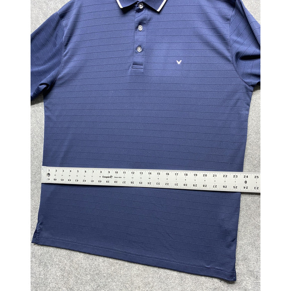 Callaway Polo Shirt Mens XL Navy Blue Opti-Dri Golf Tonal Stripe Short Sleeve - Picture 3 of 9